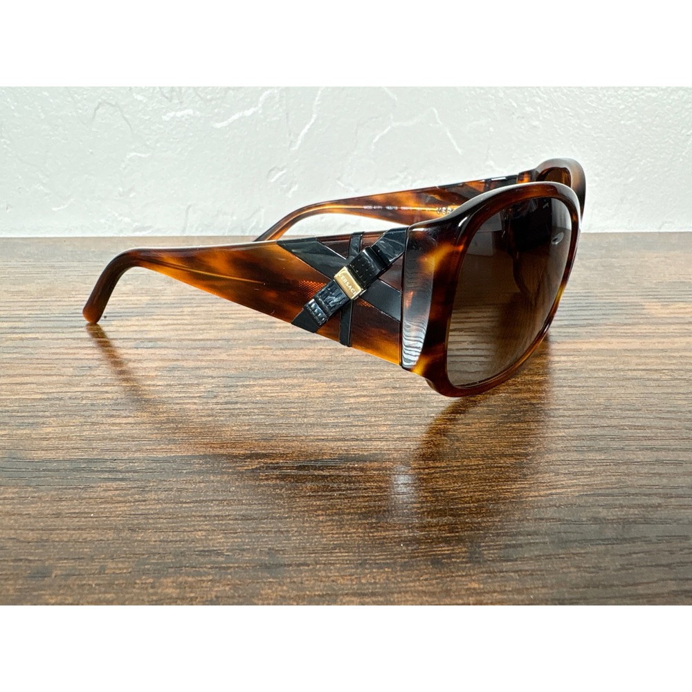 Versace 4171 163/13 Tortoise Butterfly Sunglasses Gold Logo Italy 59-15-135 Wmns